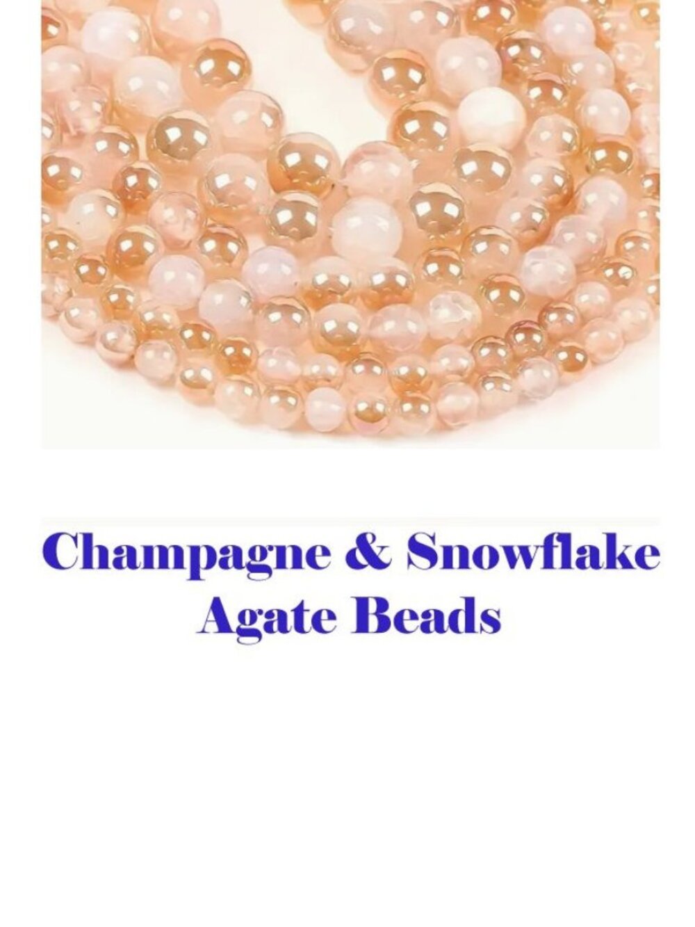 Champagne & Snowflake Agate Beads  15" Strand